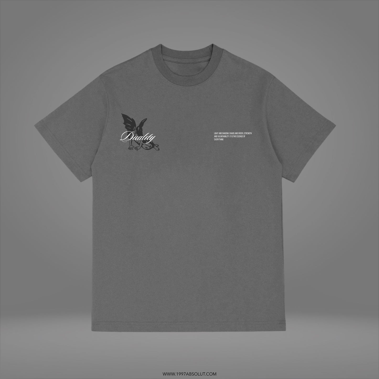 Camiseta Dualidad divina, color gris